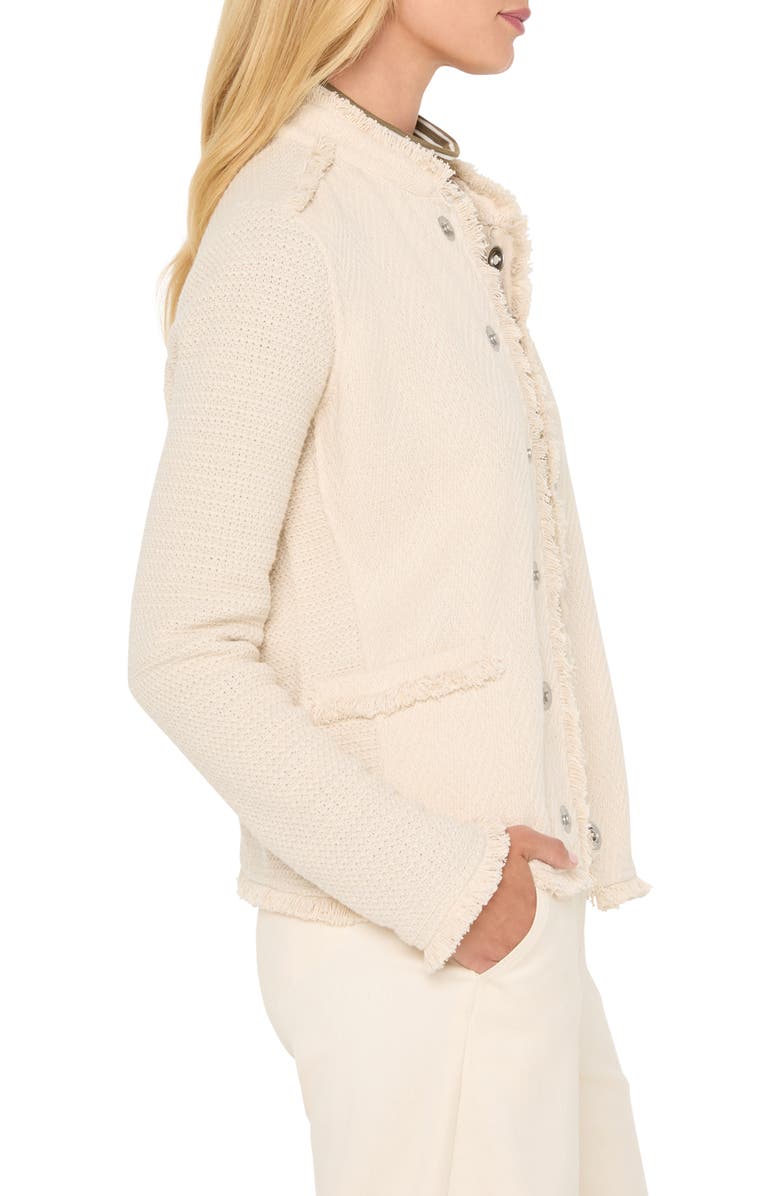 NIC+ZOE Military Fringe Mixed Knit Jacket, Alternate, color, Neutral Mix