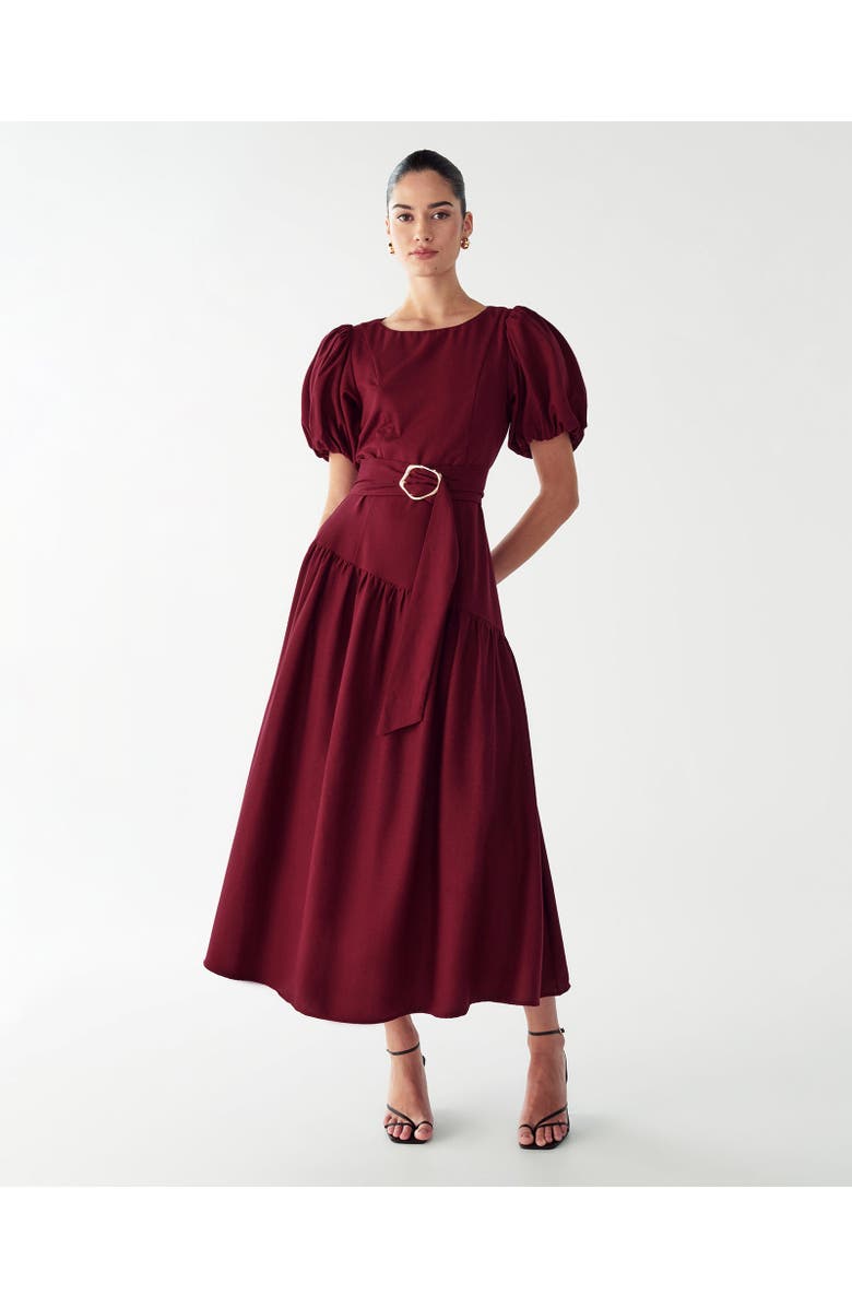 WILLA Elona Midi Dress, Main, color, Burgundy