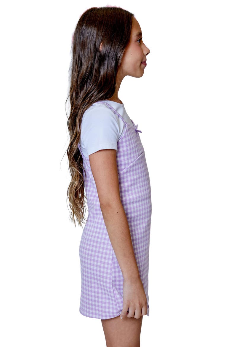 Kids' Gingham T-Shirt Twofer Dress, Alternate, color, LILAC