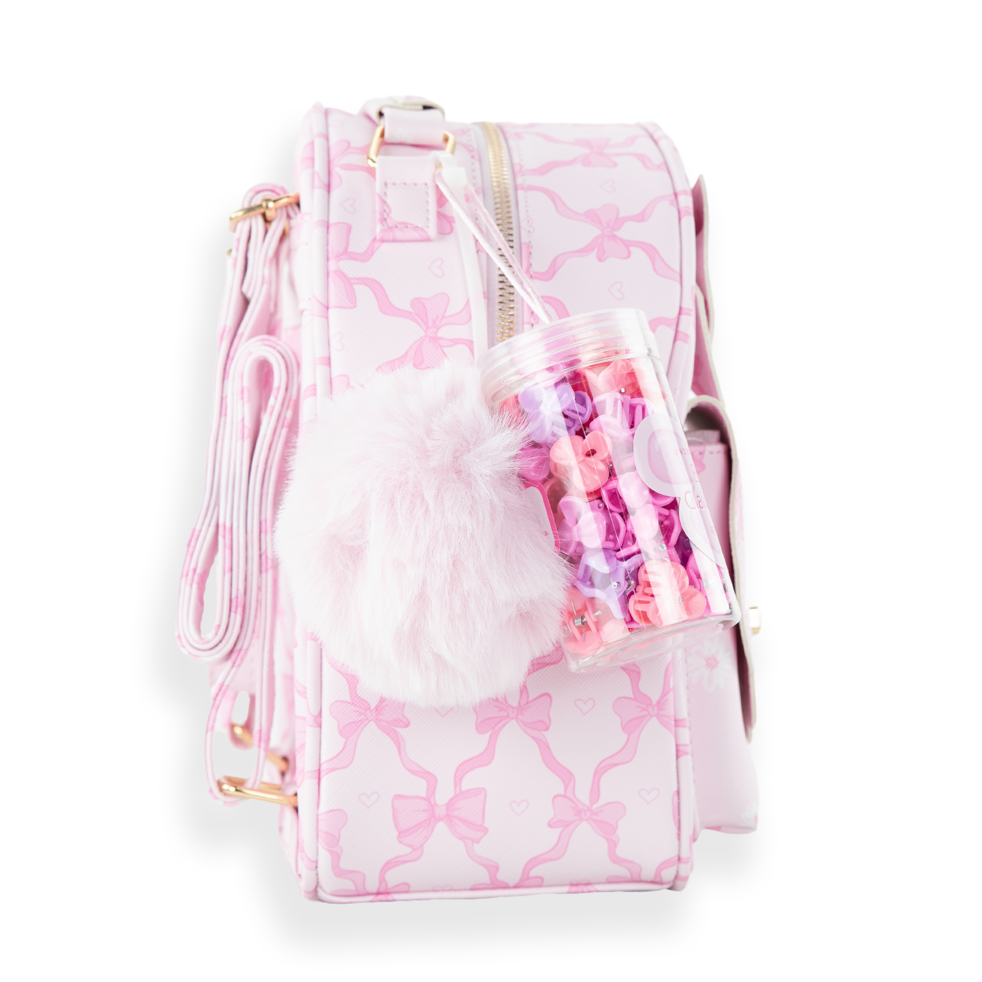 Ribbon & Heart Scalloped Mini Backpack Set, Alternate, color, Romantic Ribbon Hearts/ Pink
