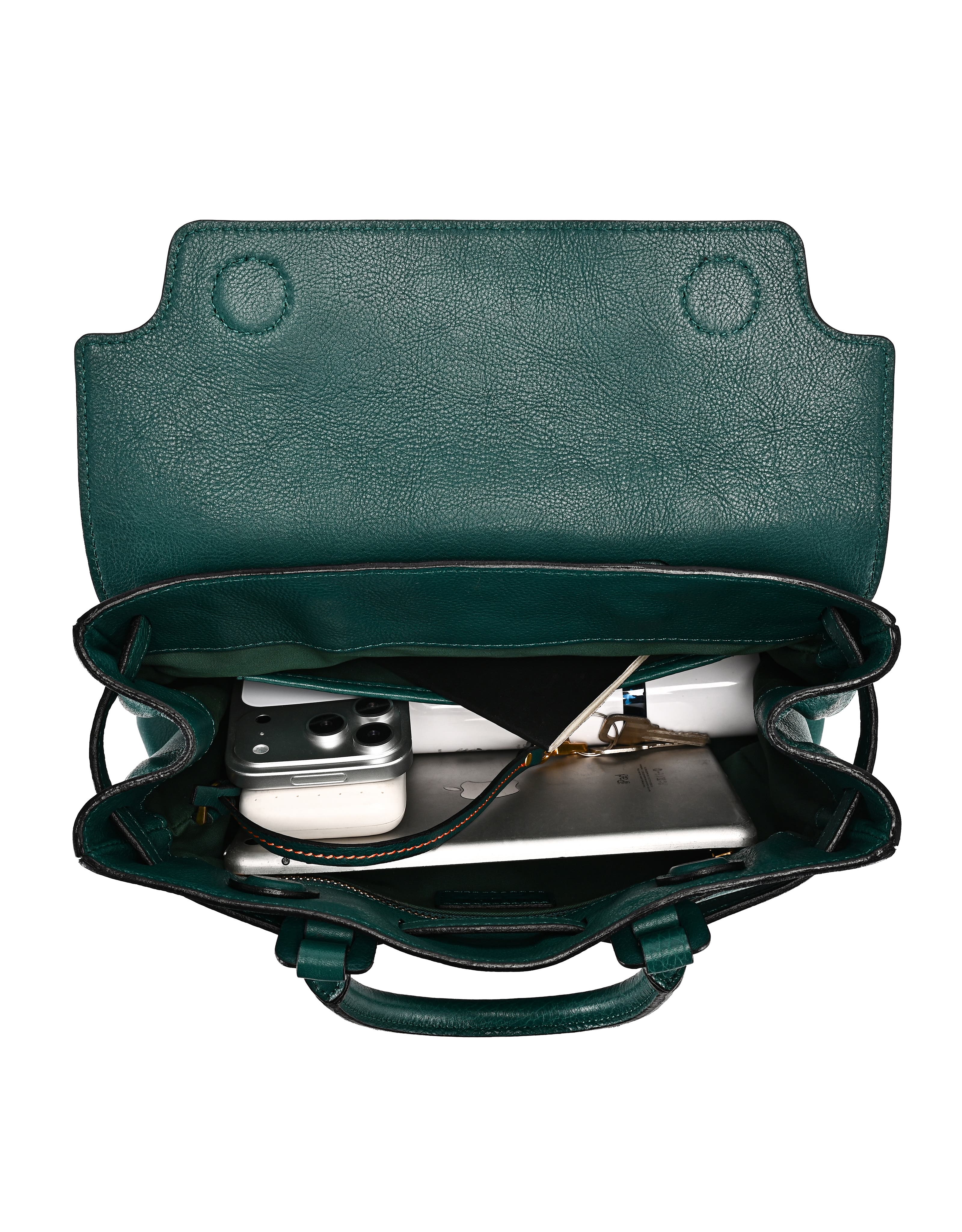 Wishbone Genuine Leather Structured Heritage Satchel, Alternate, color, Teal