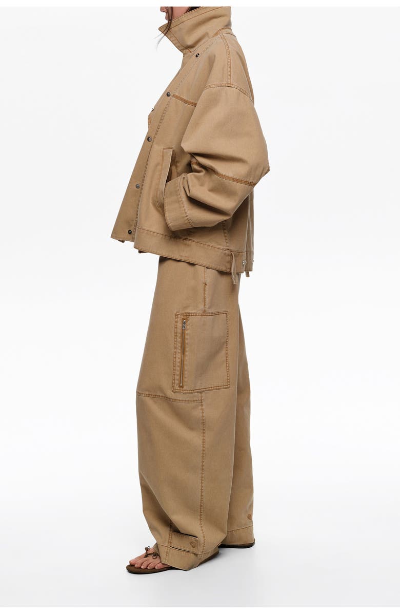 Bimba y Lola Washed Double-Breasted Jacket, Alternate, color, Camel