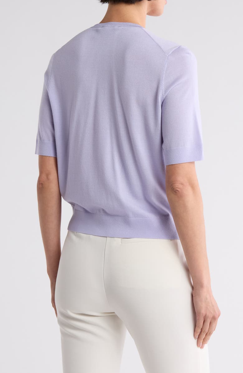 Theory Short Sleeve Wool Cardigan, Alternate, color,