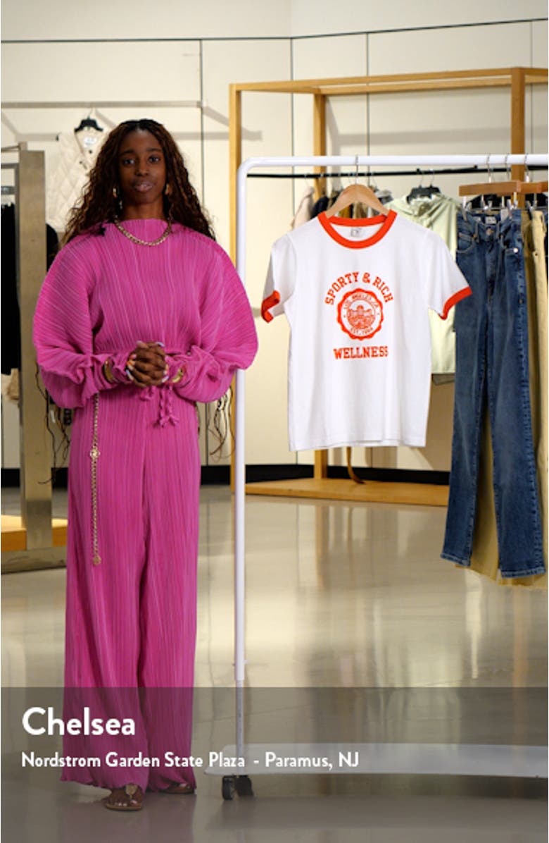 Flocked Emblem Cotton Ringer Graphic T-Shirt, sales video thumbnail