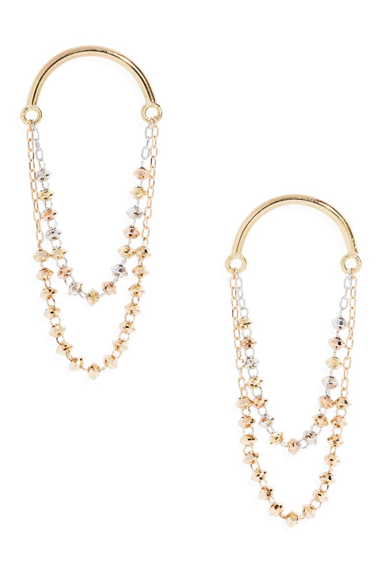 Crescent Drop Earrings, Main, color, 18KYG