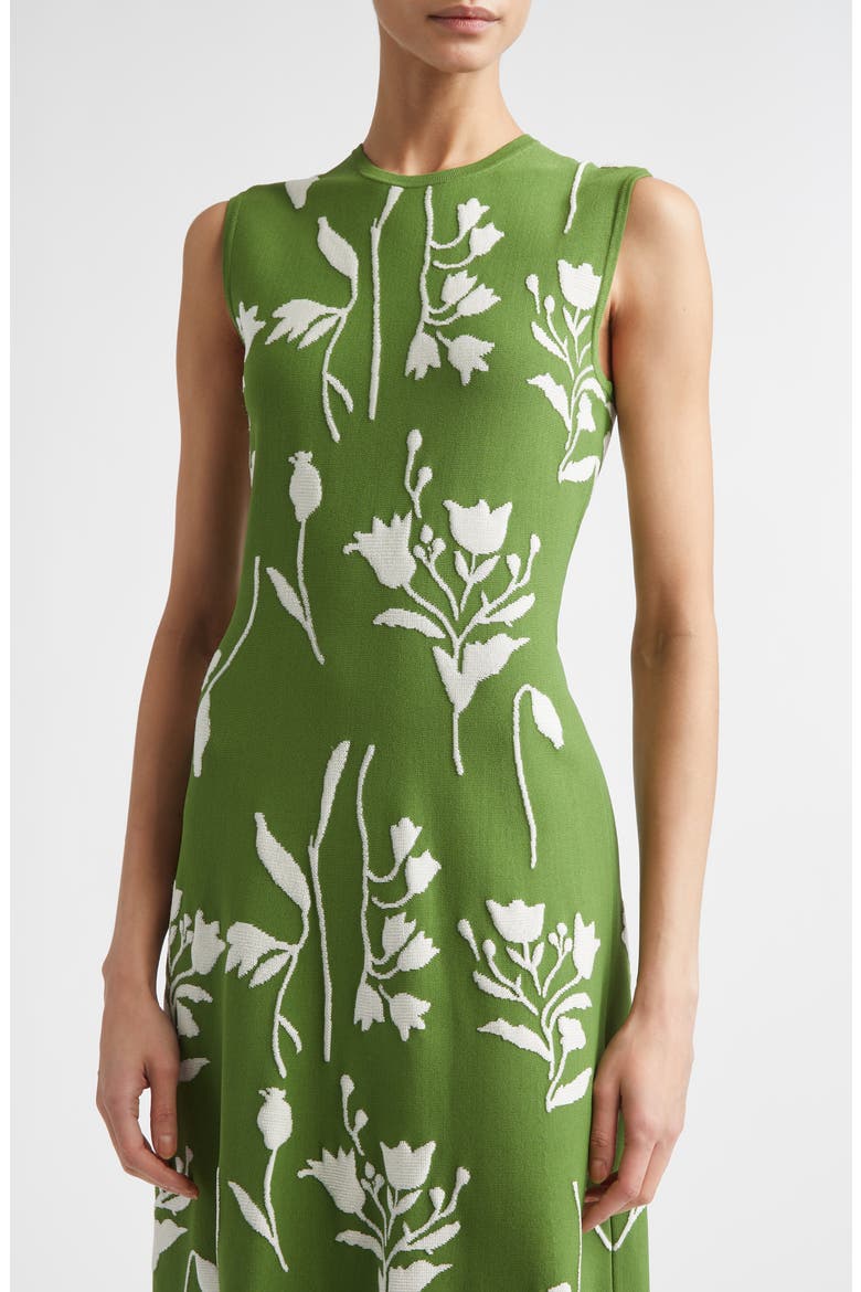 Floral Double Knit Jacquard Sweater Dress, Alternate, color, CACTUS/CREAM