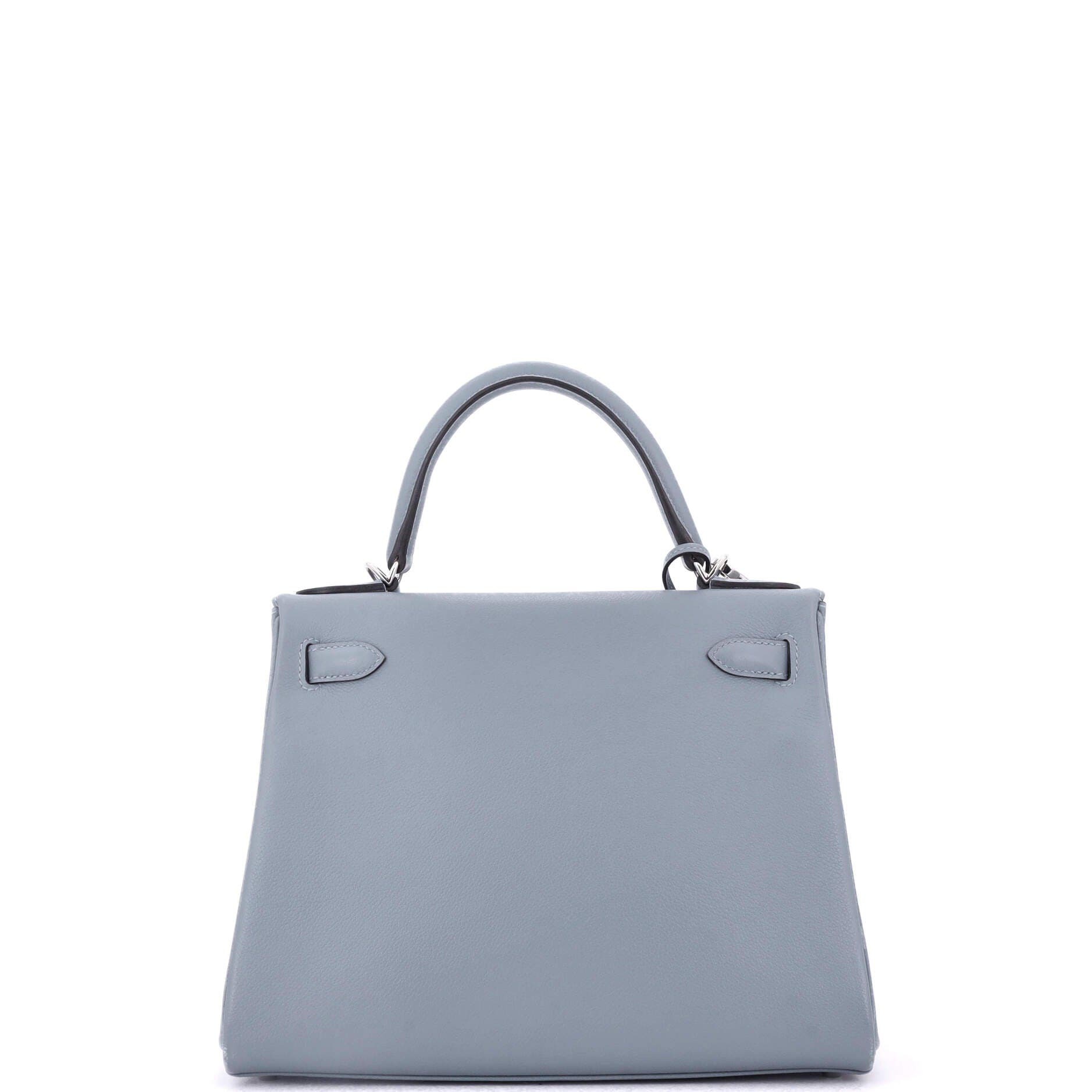 Pre-Owned Hermes Kelly Handbag Blue Evercolor with Pallladium Hardware 28, Alternate, color, 