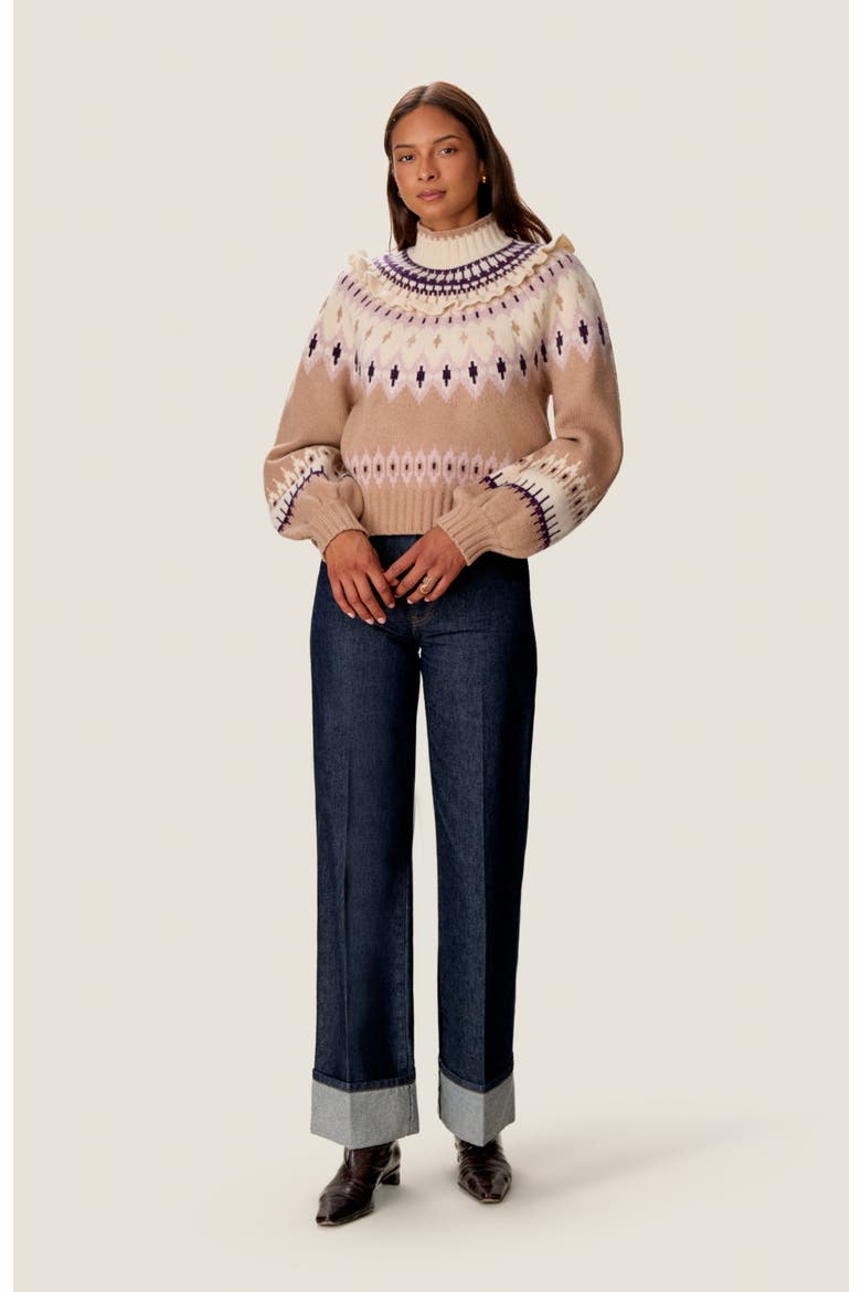 Allie Fair Isle Sweater, Main, color, Cedar Fair Isle