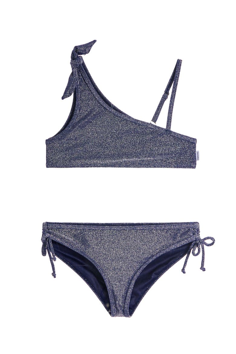 Glitter One Shoulder Bikini, Main, color, Metallic Navy