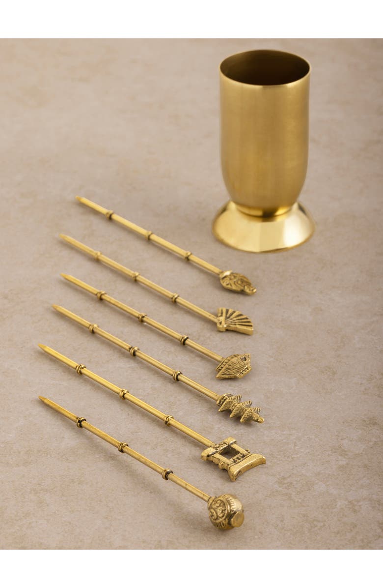 GAURI KOHLI Magnolia Cocktail Picks, Set of 6, Alternate, color,