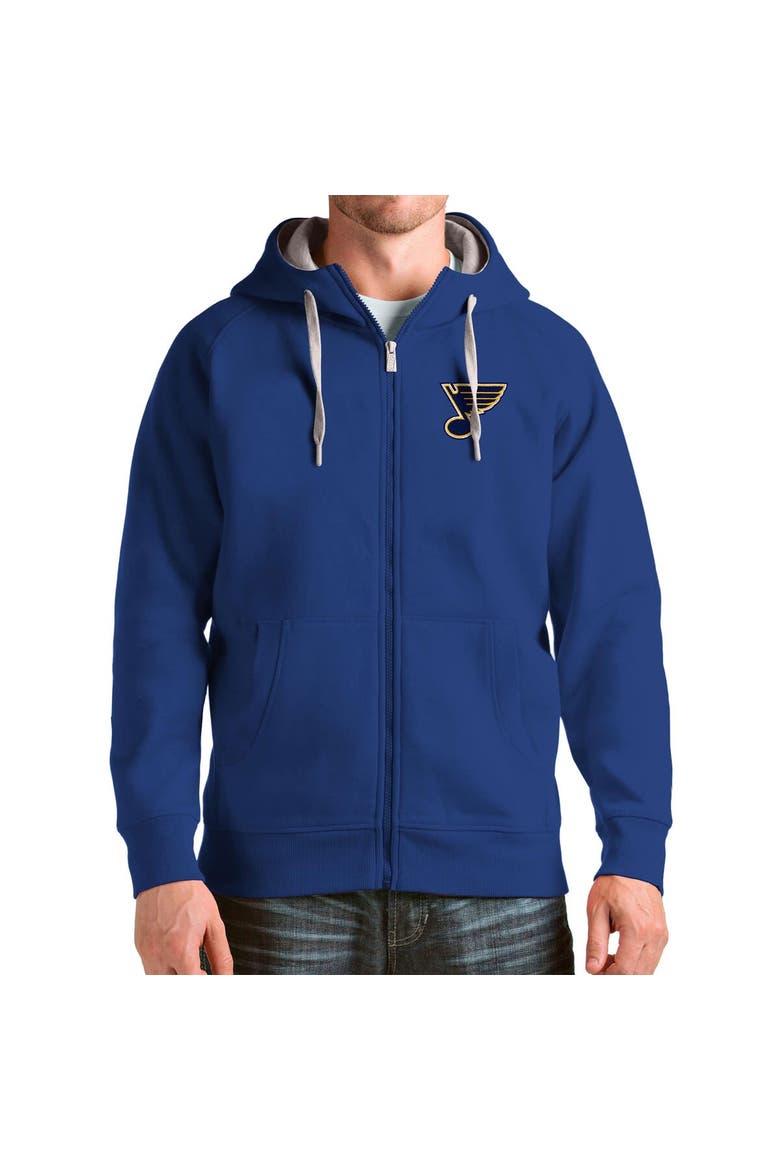 Men's Antigua Blue St. Louis Blues Logo Victory Full-Zip Hoodie, Main, color, Blue