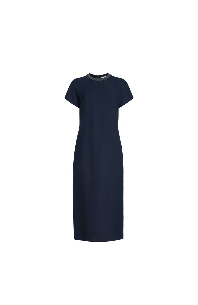 Brunello Cucinelli Twill dress with monili, Main, color, Blue