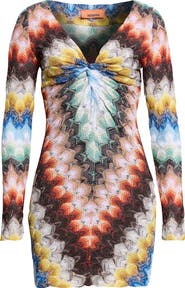 Missoni Lace Motif Lamé Long Sleeve Body-Con Minidress