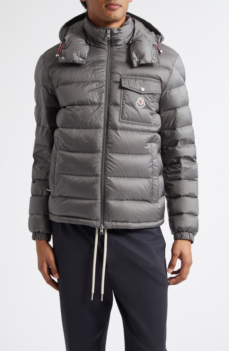 Moncler Verith Hooded Down Jacket, Main, color, Pewter