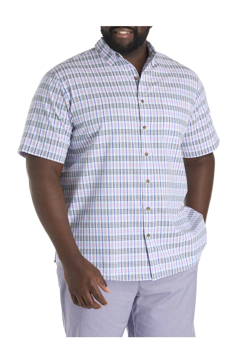 Oak Hill by DXL Big & Tall Seersucker Large Plaid Sport Shirt, Main, color, Multi