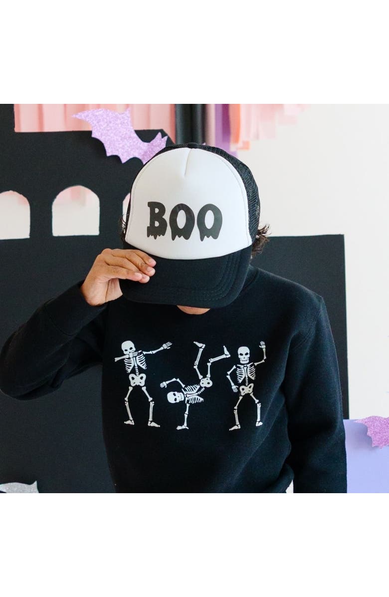 Sweet Wink Silly Skelly Glow In The Dark Halloween Sweatshirt, Alternate, color, 