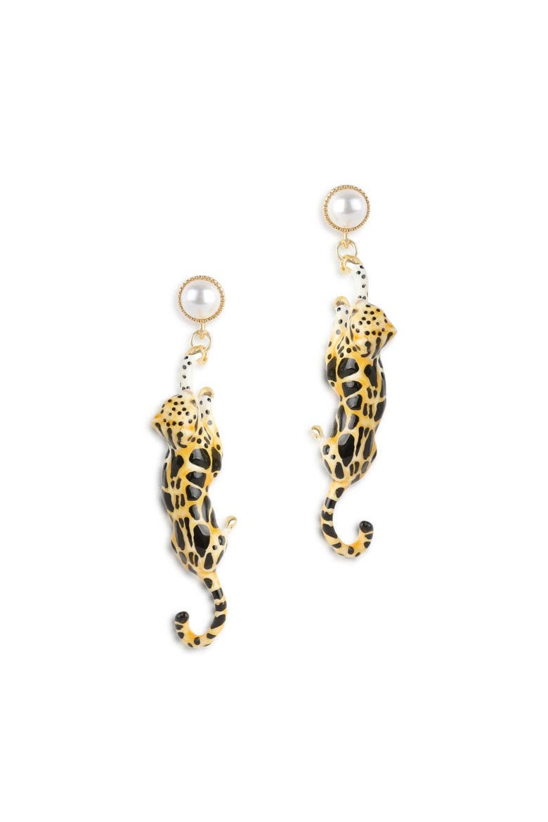 Clouded Leopard Drop Earrings, Main, color, Leopard