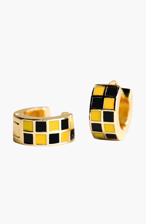 Checkered Enamel Huggies