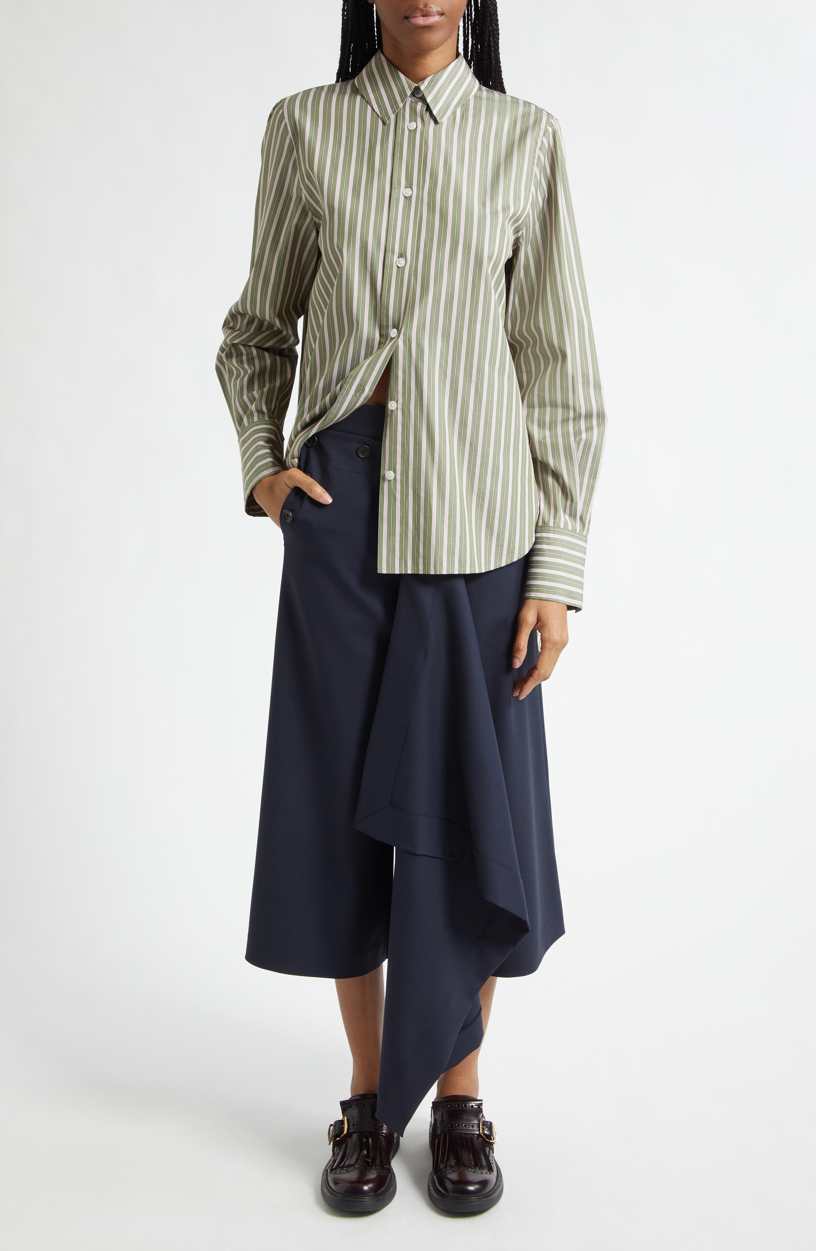 Back Cascade Stripe Button-Up Shirt - image 2