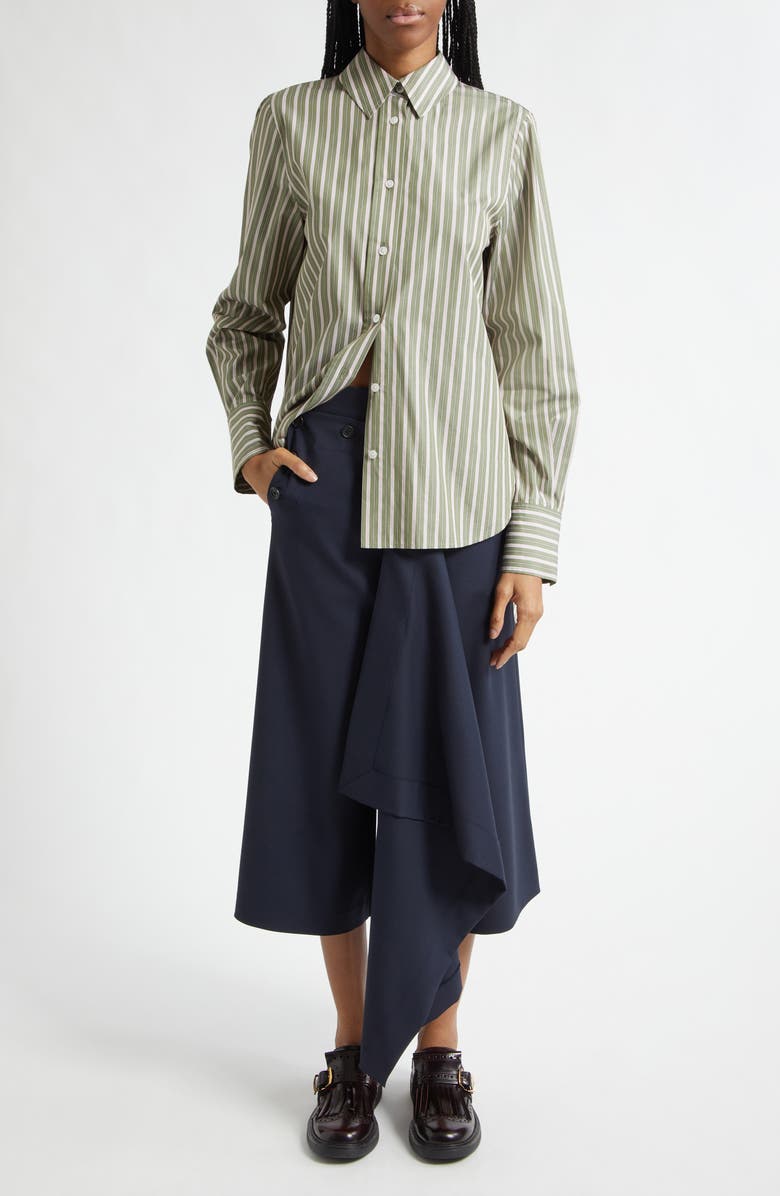 MONSE Front Cascade Stretch Wool Crop Sailor Pants, Alternate, color, Midnight