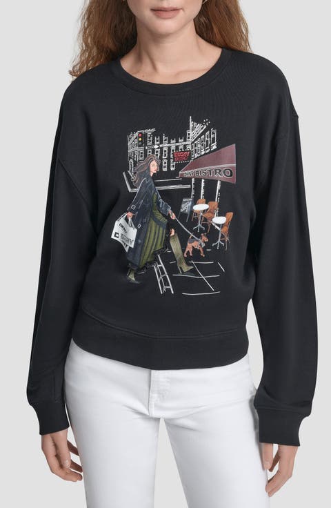 Bistro Conversational Cotton Blend Graphic Sweatshirt