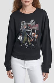 DKNY Bistro Conversational Cotton Blend Graphic Sweatshirt