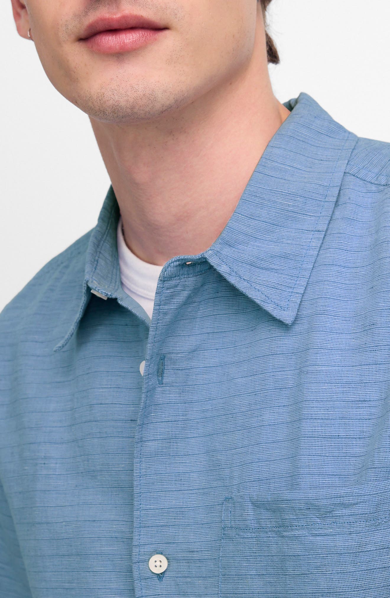 Short Sleeve Linen & Cotton Button-Up Shirt - image 4