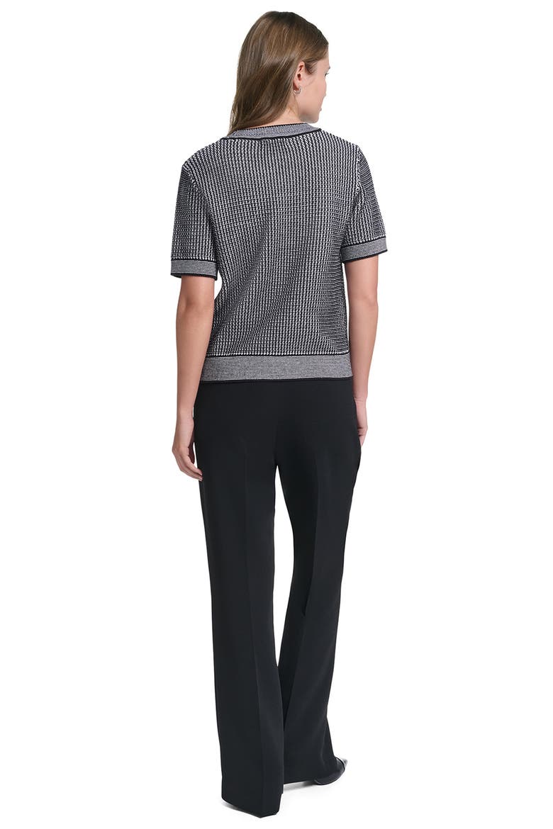 Short Sleeve Sweater, Alternate, color, BLACK/ SOFT WHITE
