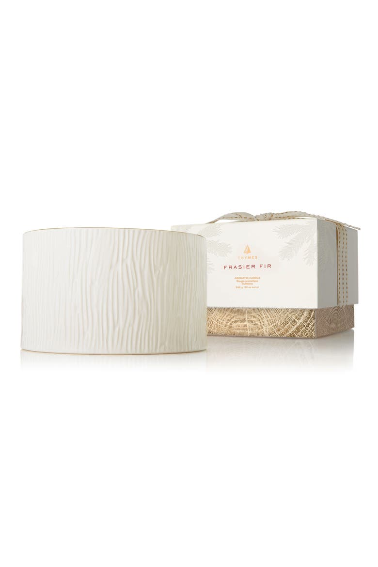 Frasier Fir Gilded Ceramic 3-Wick Candle, Alternate, color, WHITE