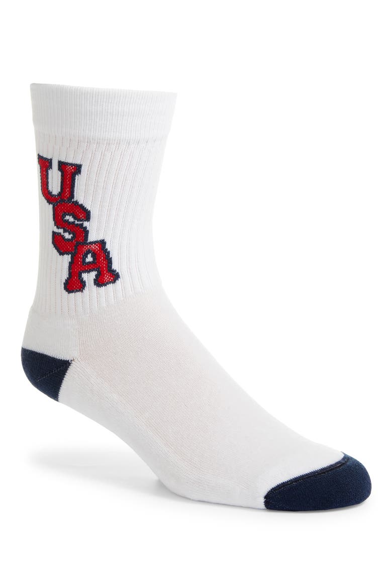 1968 USA Crew Socks, Main, color, WHITE/ RED