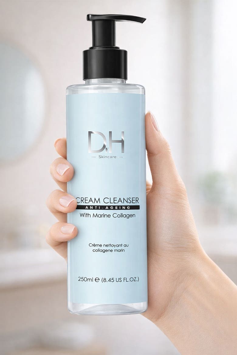 Anti-Aging Cream Cleanser with Marine Collagen 200ml for Acne & Blemishes, Large Pores, Alternate, color, White
