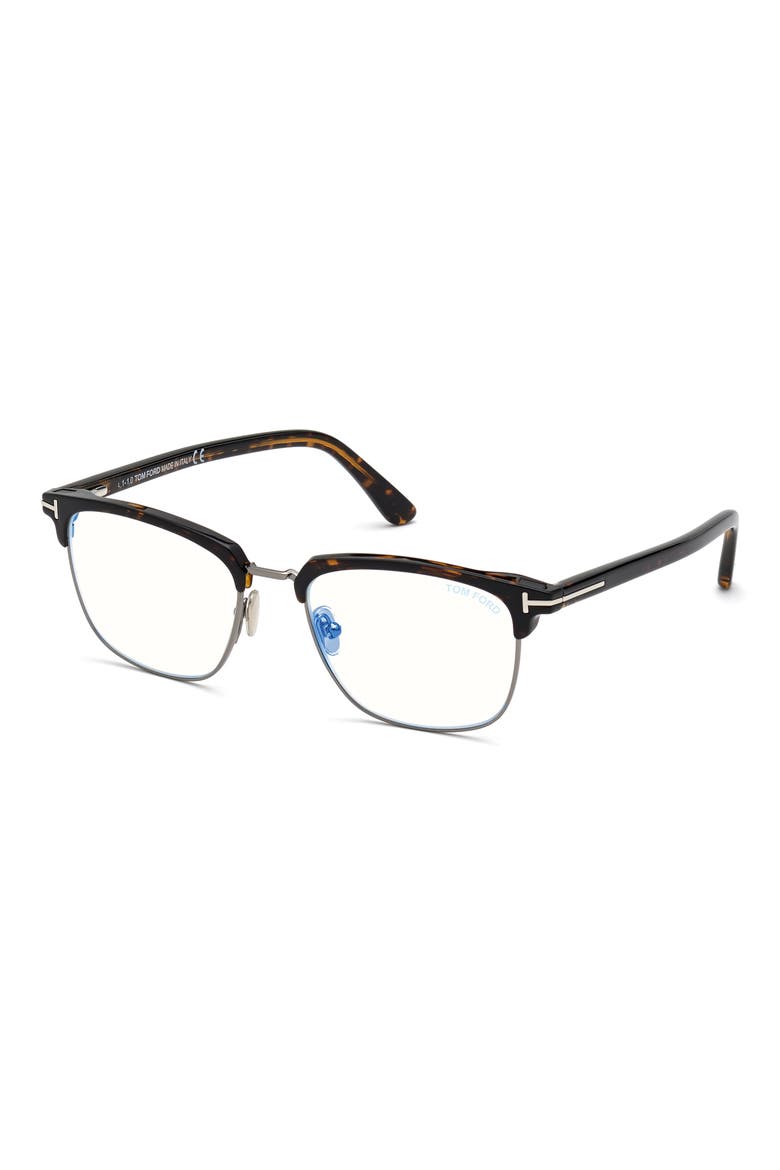 54mm Blue Light Blocking Glasses & Clip-On Sunglasses, Alternate, color, DARK HAVANA/ GUNMETAL/ TEAL