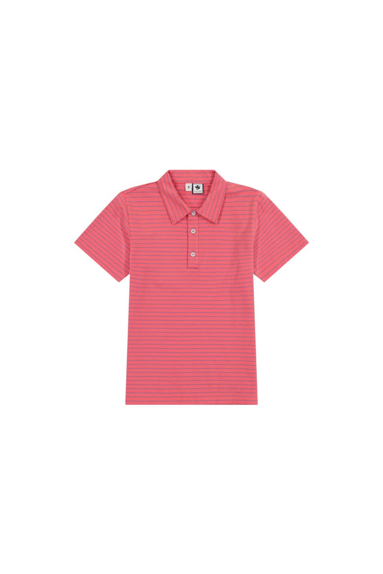 Short Sleeve Polo, Main, color, Red Mini Navy Stripe