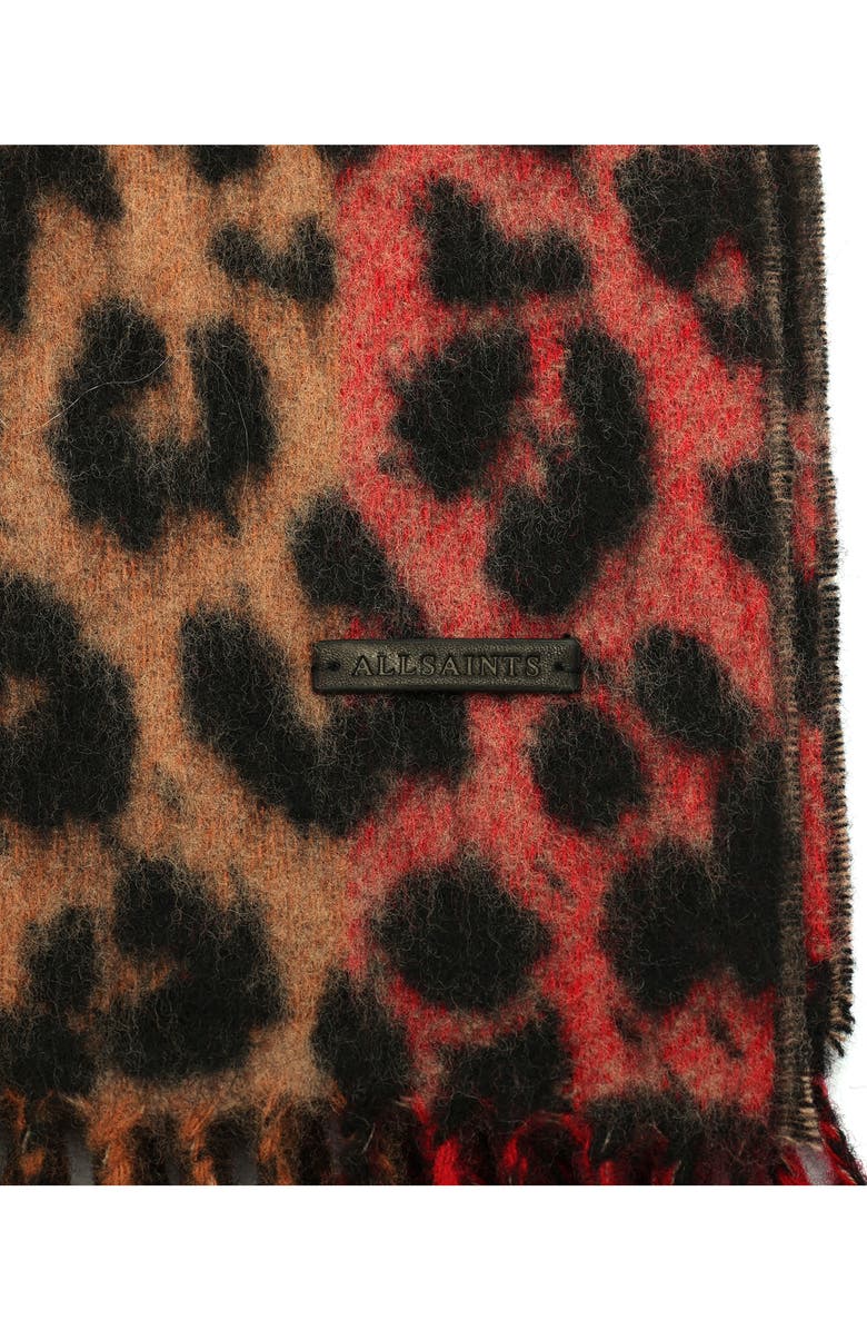 AllSaints Leopard Wool Scarf, Alternate, color, Natural Multi