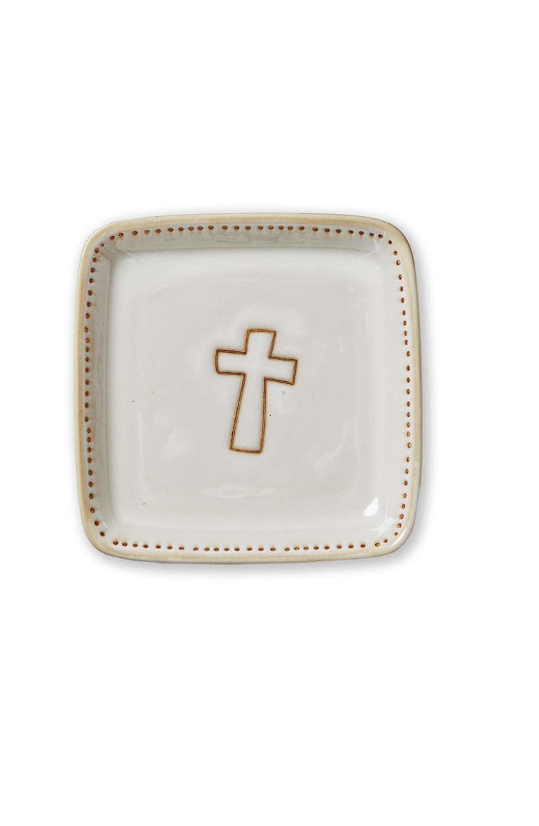 tag Multicolor Ceramic Cross Trinket Dish Decorative Tray, Main, color, Multicolored