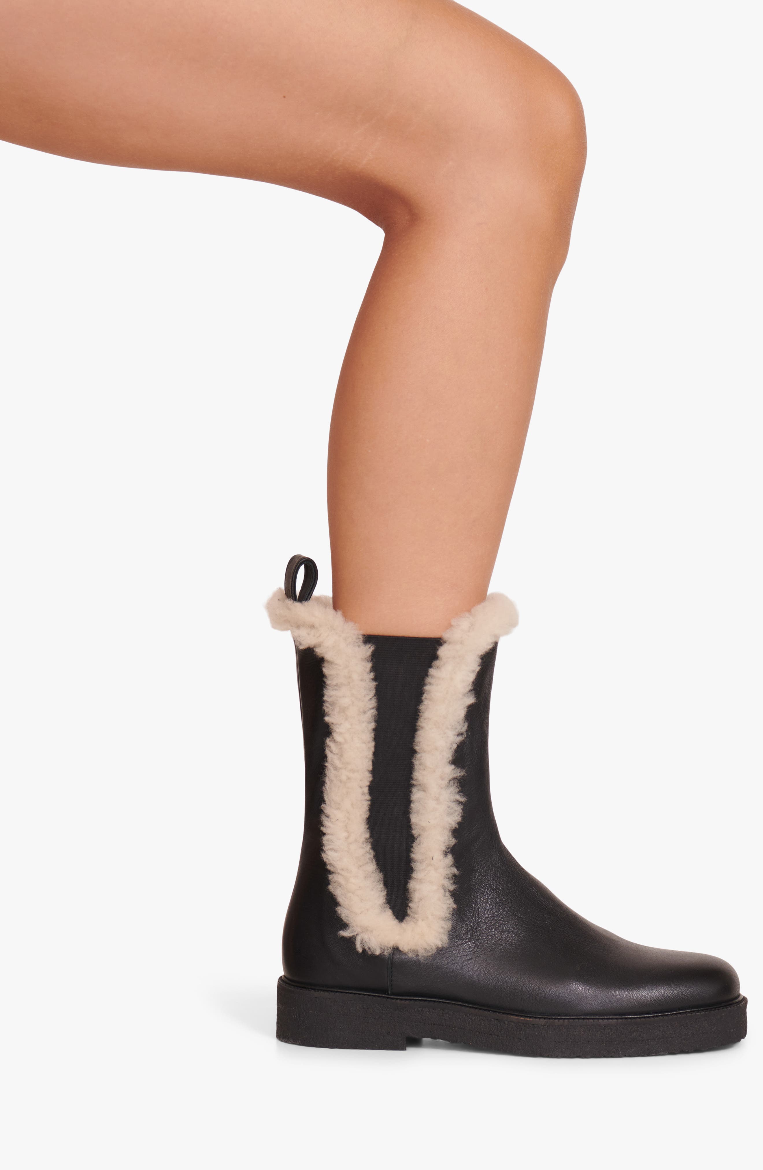 STAUD Palamino Genuine Shearling Chelsea Boot, Alternate, color, 