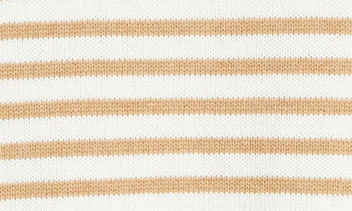 Marine Layer Suki Stripe Cotton Crewneck Sweater In Oak Stripe