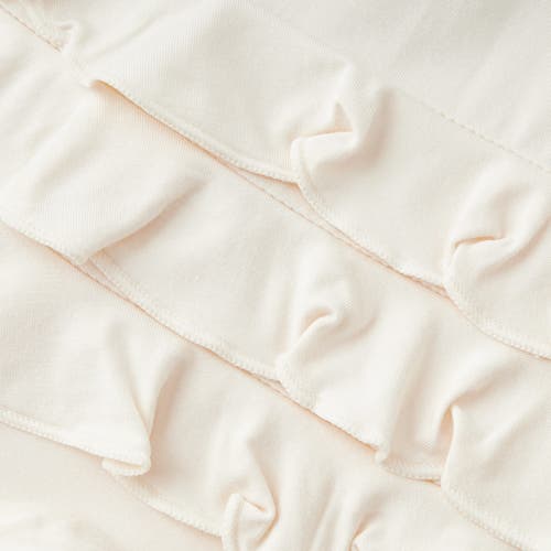 Milkbarn Luxe Solid Ruffle Footed Romper In White