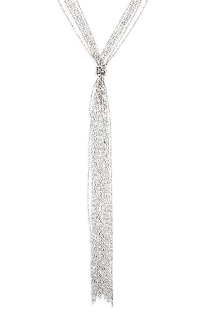 Nordstrom Multistrand Bead Chain Y-Necklace, Main, color, Rhodium