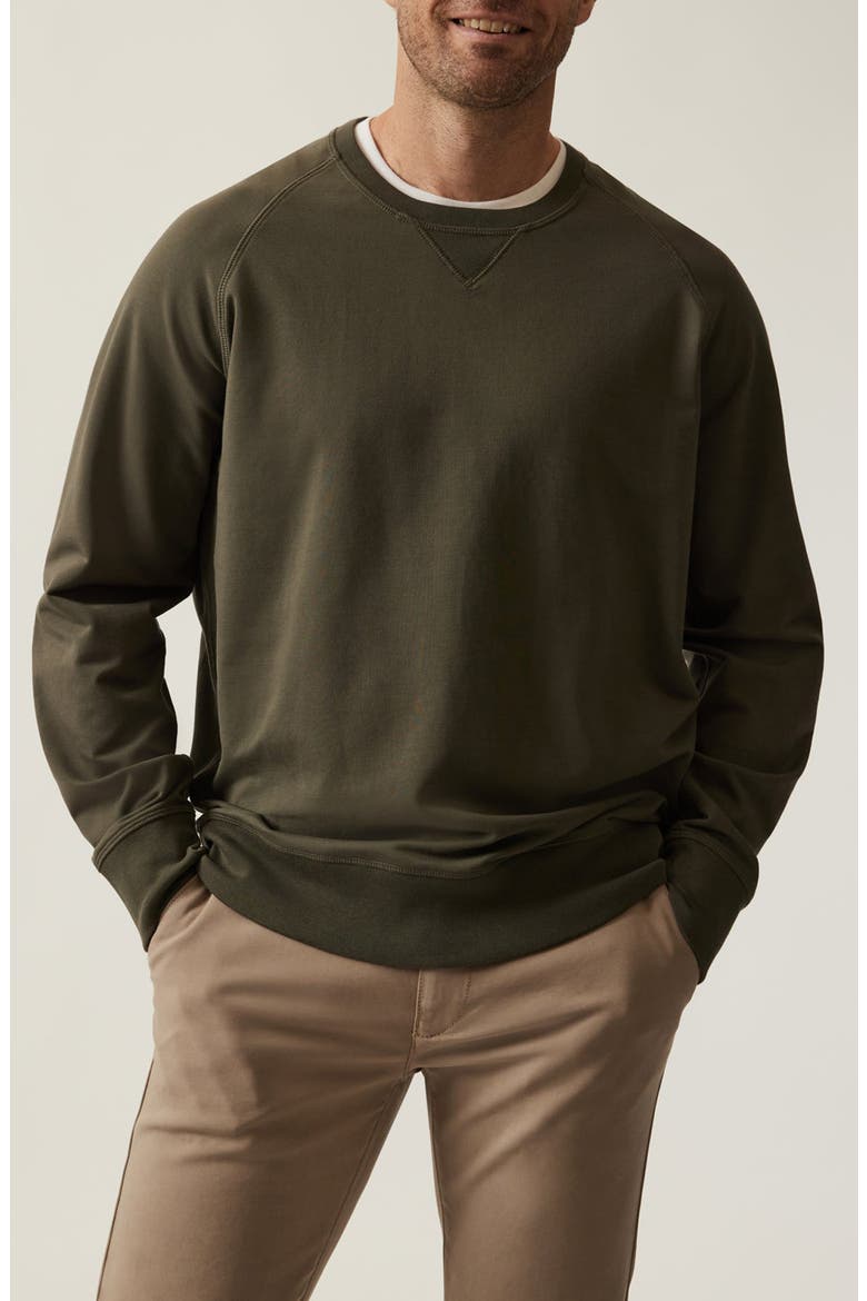 Stretch French Terry Crewneck Sweatshirt, Main, color, PIMENTO OLIVE