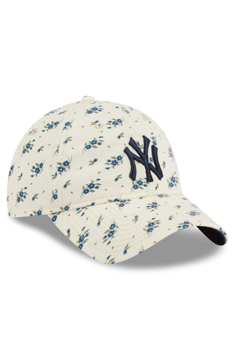 New Era Women's New Era Cream New York Yankees Chrome Bloom 9TWENTY Adjustable Hat, Alternate, color,