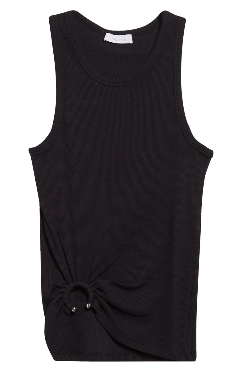 Rabanne Ring Pierced Stretch Cotton Tank, Alternate, color, Black