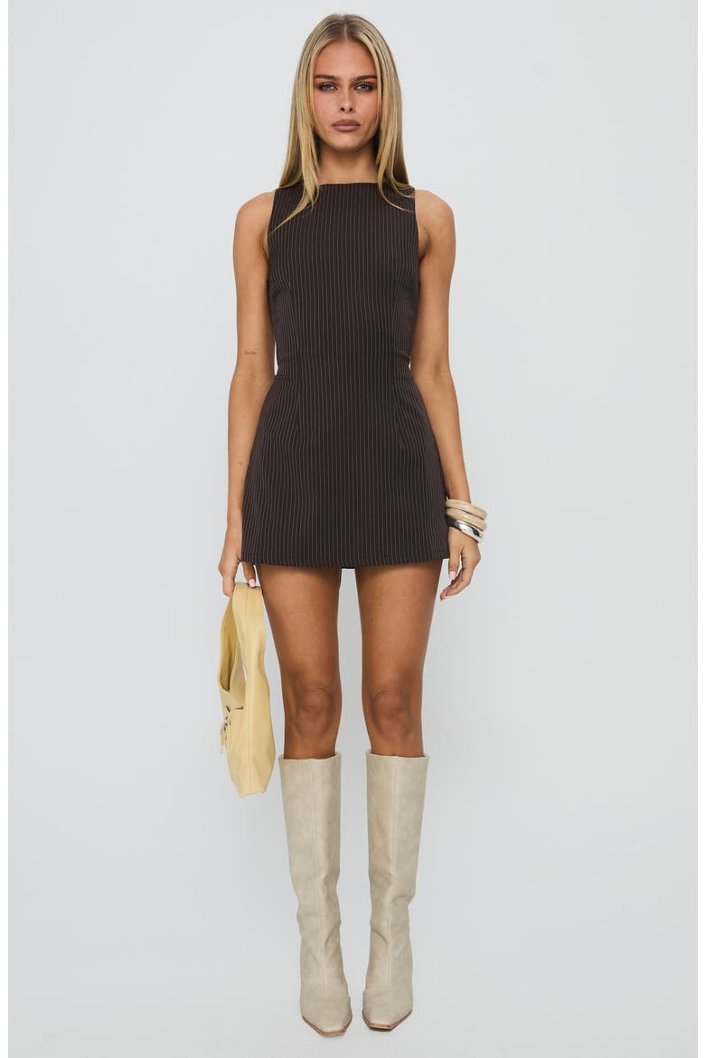 Yumiko Pinstripe Sleeveless Romper, Alternate, color, BROWN STRIPE