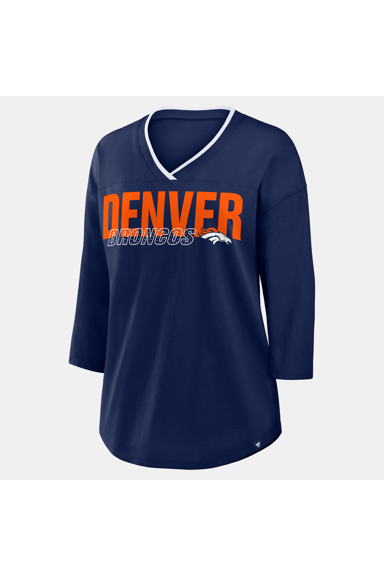 Women's Fanatics  Navy Denver Broncos Team First Deceptive Juke 3/4-Sleeve V-Neck T-Shirt, Alternate, color, Navy