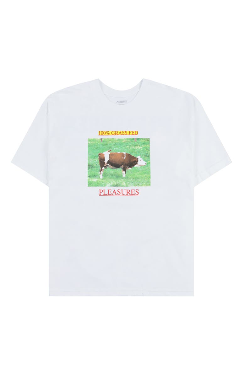 PLEASURES Grass Fed Cotton Graphic T-Shirt, Alternate, color, White
