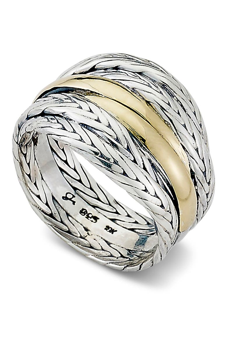 Two-Tone Wheat Chain Ring, Main, color, SILVER AND GOLD