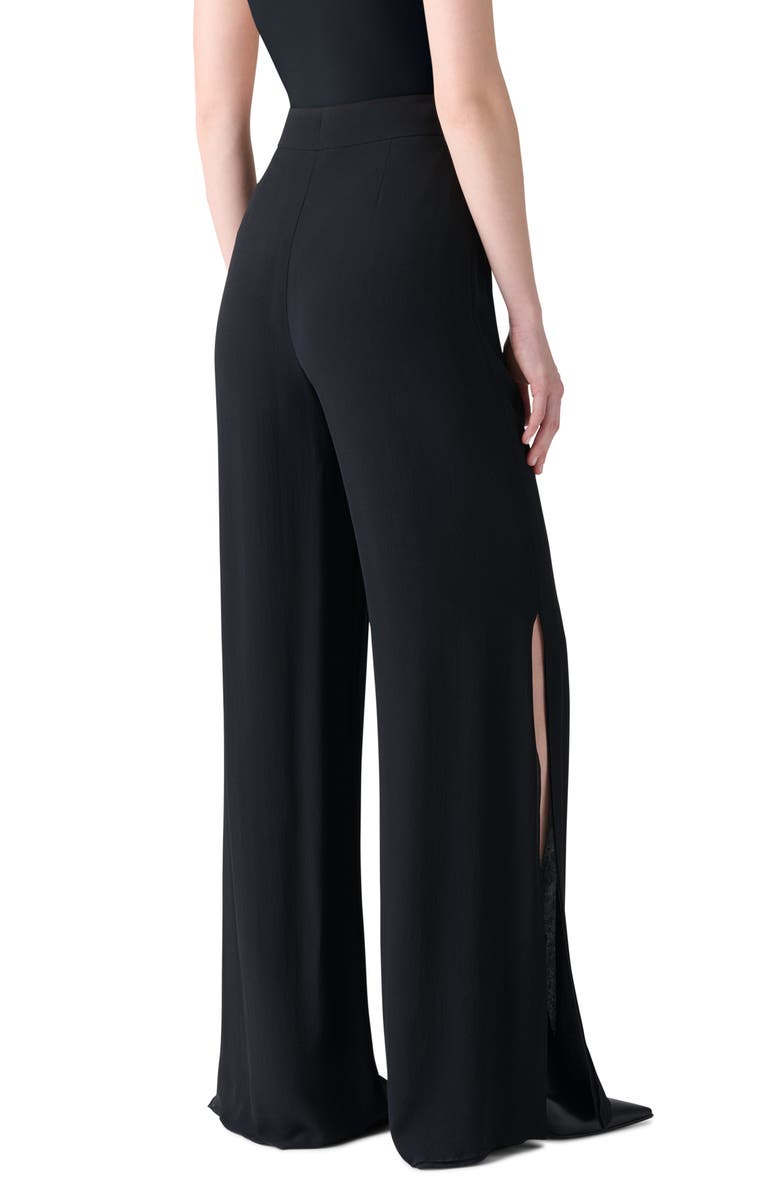 Akris Myriam Pleated High Waist Silk Georgette Wide Leg Pants, Alternate, color, Black