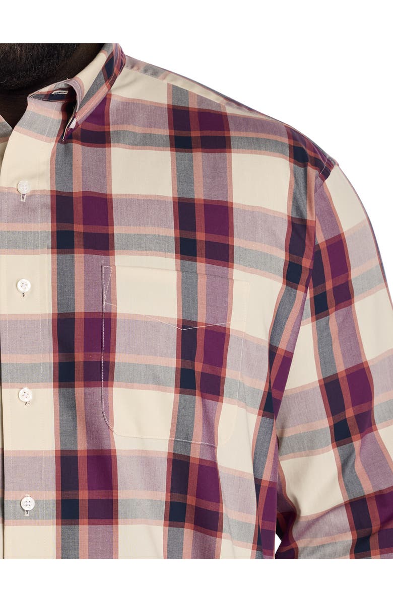 Oak Hill by DXL Big & Tall Large Plaid Sport Shirt, Alternate, color, Tan Multi
