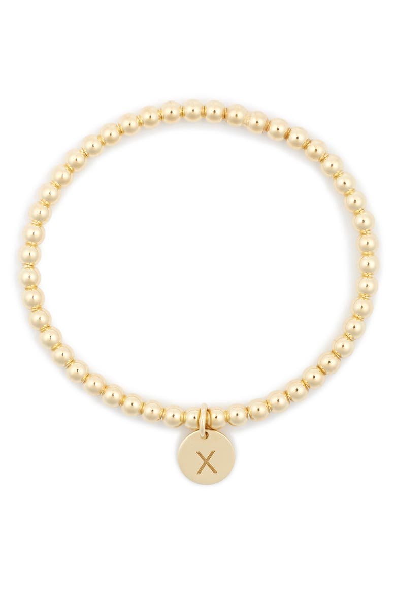 MESHMERISE Initial Charm Ball Stretch Bracelet, Main, color, Yellow-X