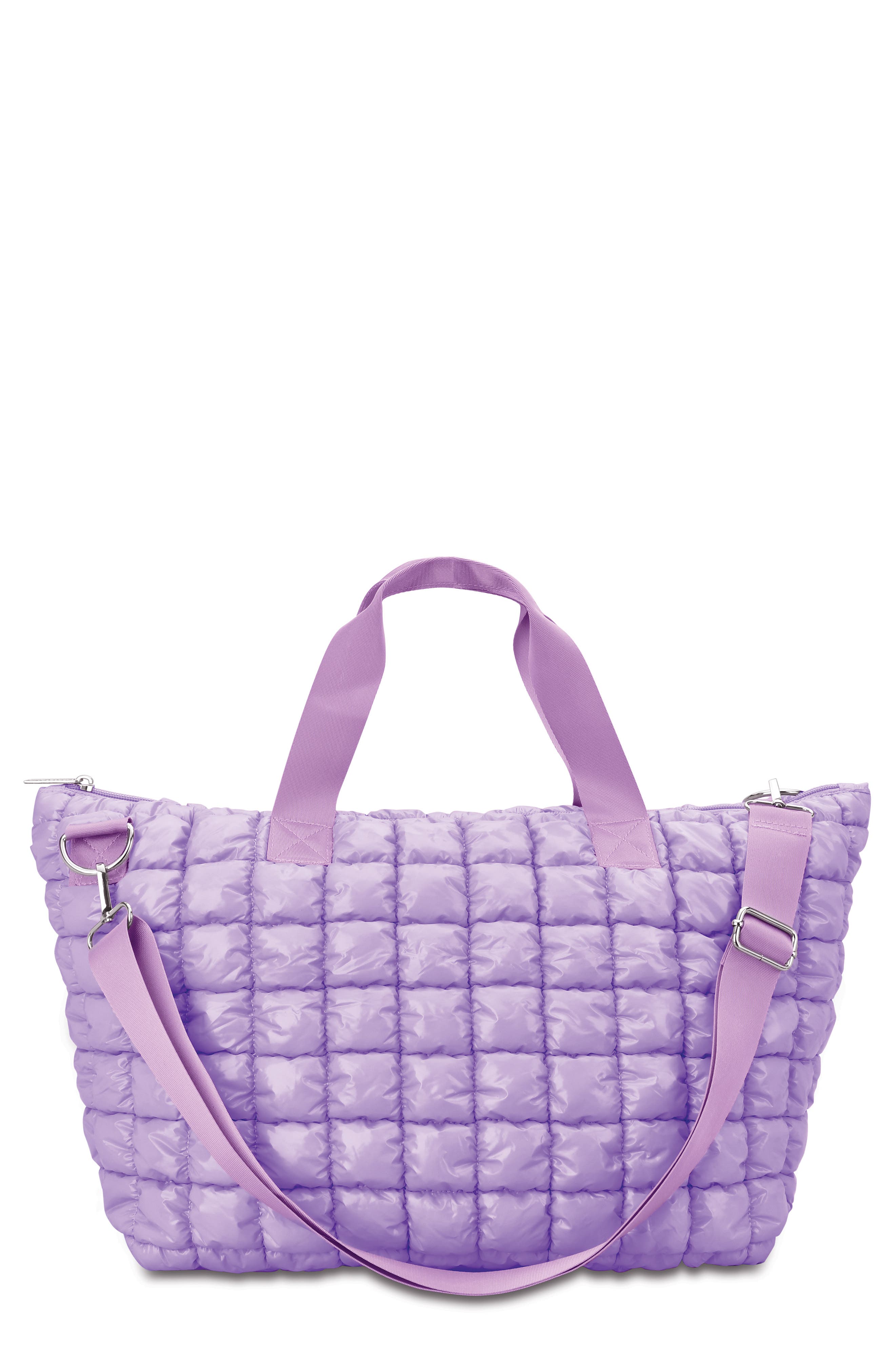 Iscream Kids
 Shiny Puffer Overnight Bag, Main, color, Purple